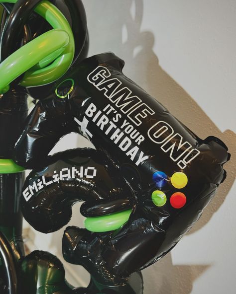 🎮 Level Up Your Birthday Game! 🎮 We had an absolute blast creating this epic balloon bouquet for a special 13-year-old gamer! 🕹️✨ His mom wanted to celebrate in style, so we decked out this bouquet with black and green balloons, complete with a game controller and gaming headset. And of course, we personalized it with his name to make his day even more awesome! 🎈💚 Swipe to see all the gamer goodness! ➡️ #Sculpted Air #GamingBirthday #BalloonBouquet #Level13 #GamerStyle #BirthdayBalloons #... Theme Green, Balloon Theme, Green Balloons, Happy 13th Birthday, Epic Party, Green Balloon, Birthday Games, 13th Birthday, It's Your Birthday