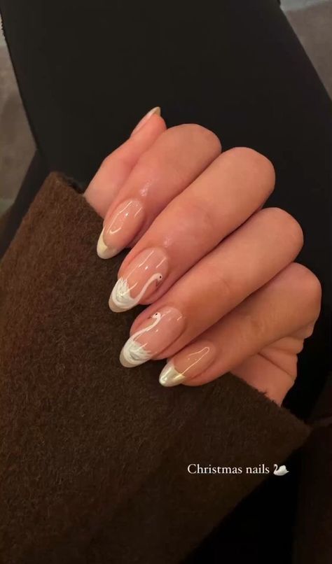 Swan Nail Art, Old Money Glamour, Swan Nails, Cozy City, Deer Nails, Extreme Nails, Elevated Casual, Grunge Nails, Classy Acrylic Nails