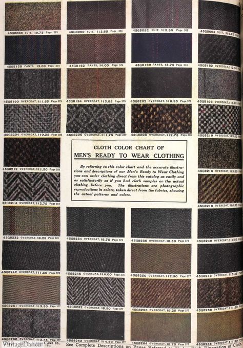 1900 - 1910s Edwardian Men's Fabric Swatches from Sample Books 1910s Mens Fashion, Edwardian Mens Fashion, Clothing Fabric Patterns, Teen Hats, Men's Casual Fashion, Grey Wool Suit, Man's Overcoat, Teen Boy Outfits, Suiting Fabric