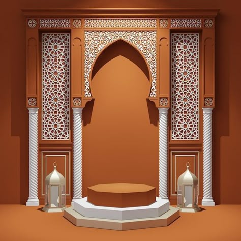 Arabic Living Room, Stage Podium, Ganpati Decoration Theme, 2025 Design, Ganesh Chaturthi Decoration, Indian Room, Ganpati Decoration At Home, Arabic Decor, Janmashtami Decoration