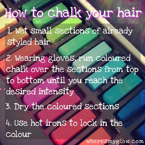 o this is that if you do it more than a few times in a row it will seriously dry your hair out. Make sure you have a good con Diy Hair Color, Hair Chalk, Mega Hair, Color Your Hair, Crazy Hair Days, Crazy Hair, Hair Dos, Hair Day, Diy Beauty