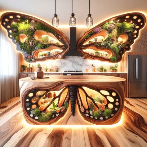 Creative Kitchen Design, Jungle Bathroom, Sunflower Room, Wood Jewelry Diy, Royal Houses, Reuse Ideas, Butterfly Mirror, Nice Designs, Wood Carving For Beginners