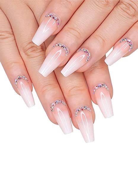 Pink Press On Nails, Nails Medium Length, Nails Kit, Nail Acrylic, Nail Art Tips, Press On Nails Medium, Finger Nail Art, Nails Design With Rhinestones, Nails Medium