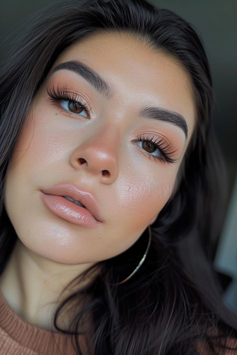 60+ Brown Eyeshadow Inspirations for a Mesmerizing Look! Day Time Makeup Looks Simple, Simple Daytime Makeup, Glowy Makeup Brown Eyes, Soft Makeup For Brown Eyes, Soft Makeup Look Natural, Styles For School, Feminine Makeup, Daytime Makeup, Makeup Item