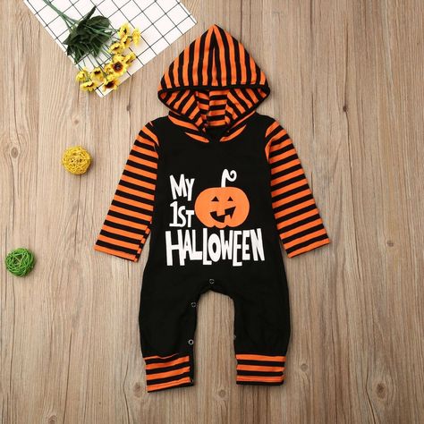 Cotton Pants Outfit, Stripe Jumpsuit Outfit, Baby Halloween Costumes Newborn, Hoodie Romper, Halloween Romper, Costume Toddler, Halloween Clothes, Toddler Halloween Costumes