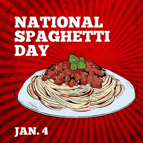 It's National Spaghetti Day! Enjoy! #nationaldays #funholiday #yum National Spaghetti Day, National Celebration Days, Disney Planner, Wacky Holidays, Weekday Quotes, Peanuts Cartoon, National Days, Celebration Day, January 4