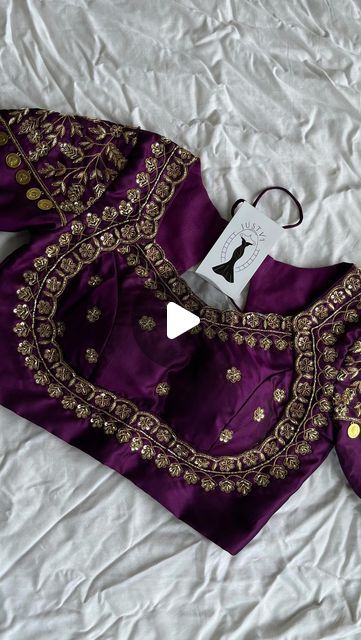 Justvi on Instagram: "Customised hand embroidered blouse with intricate work of zardozi cutdana and sequins. 

Customisation available in your desired colour and style. DM us for any queries

#embroidery #blouse #sareeblouse #zardozi #embroidery #handmade #handwork #ariwork #zardosi #lehenga #blousedesigns #purple" Zardosi Lehenga, Zardosi Work Blouse, Hand Embroidered Blouse, Zardozi Embroidery, Maggam Works, Embroidery Blouse, Work Blouse, Embroidered Blouse, Saree Blouse