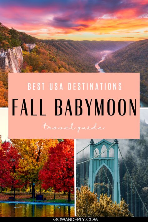 Discover the best fall destinations for a babymoon. Explore serene escapes and top places to visit this autumn. Best Places To Travel In Us In October, Best Fall Travel Destinations Us, California Babymoon, Affordable Babymoon Destinations, Baby Moon Destinations, Fall Vacation Ideas U.s. States, Babymoon Ideas, Babymoon Destinations, Fall Destinations