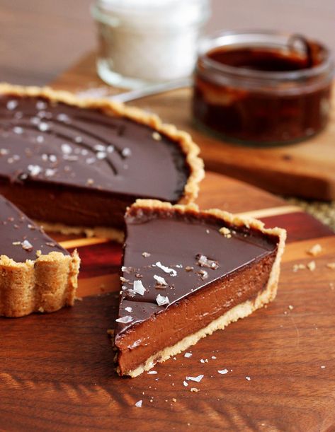 Silky Salted Dark Chocolate Tart – Scientifically Sweet Dark Chocolate Tart, French Pastries Shop, Foodgawker Recipes, Easy Custard, Chocolate Tarts Recipe, Chocolate Tarts, Tarts Recipe, Best Chocolate Desserts, Chocolate Custard