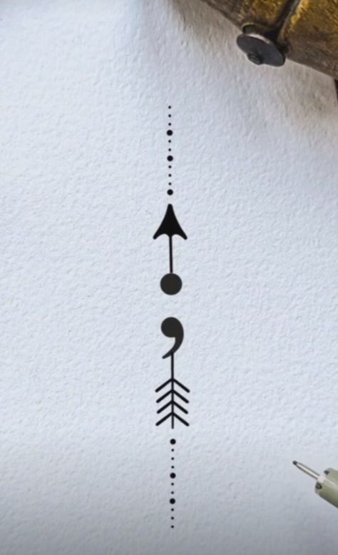 Arrow Tattoo Semicolon, Apostrophe Tattoo Ideas, Arrow With Semicolon Tattoo, Push Through Tattoo, Semi Colon Arrow Tattoo Meaning, Comma Tattoo Ideas, Arrow Semicolon Tattoo, Strong Meaning Tattoos, Tattoo Ideas With Semicolon