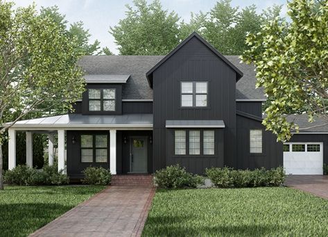 15 Best Exterior Paint Colors to Boost Resale Value - PureWow Best Exterior Paint Colors, Dark Grey Houses, Grey Exterior House Colors, Best Exterior House Paint, Benjamin Moore Exterior, Exterior Gray Paint, Gray House Exterior, Best Exterior Paint, Dark Paint Colors