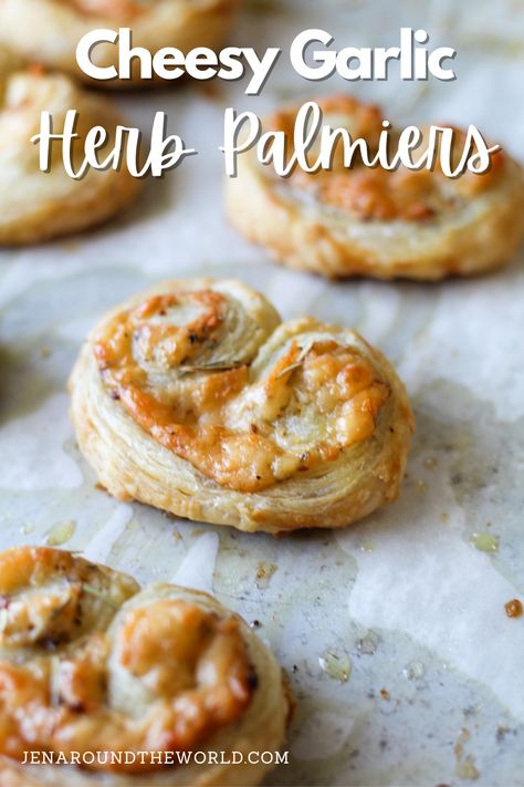 You can make Cheesy Garlic French Palmiers with store-bought puff pastry. These crunchy palmiers are so delicious with simple ingredients!  

Palmiers are also called French hearts or elephant ears. They are simple and easy to make and only take about 15 minutes to bake. French Palmiers, Holiday Party Snacks, Dough Pizza, Cheese Puff Pastry, Puff Pastry Sheets, Cake Bars, Pie Dough, Elephant Ears, Garlic Herb