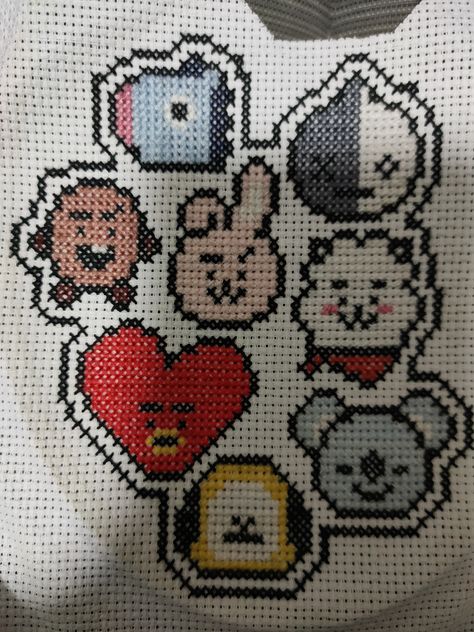 Bt21 Cross Stitch, Bt21 Cross Stitch Pattern, Bts Cross Stitch Patterns, Kpop Cross Stitch, Pokemon Cross Stitch Patterns, Kawaii Cross Stitch, Cactus Cross Stitch, Tiny Cross Stitch, Funny Cross Stitch Patterns