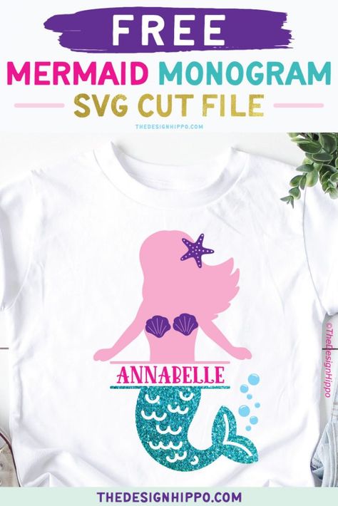 Mermaid Svg, Silhouette Diy, Free Monogram, Split Monogram, Mermaid Shirt, Mermaid Theme Birthday, Tshirt Business, Animal Svg, Cute Mermaid