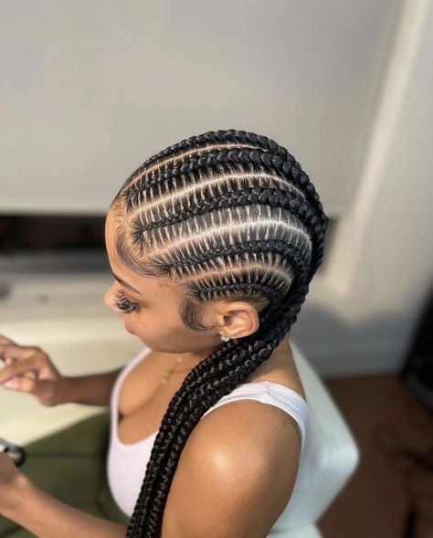 8 Stitch Braids, Feed In Braids Hairstyles, African Hair Braiding Styles, Braided Cornrow Hairstyles, Stitch Braids, Braids Hairstyles Pictures, Quick Braided Hairstyles, Feed In Braid, Protective Hairstyles Braids