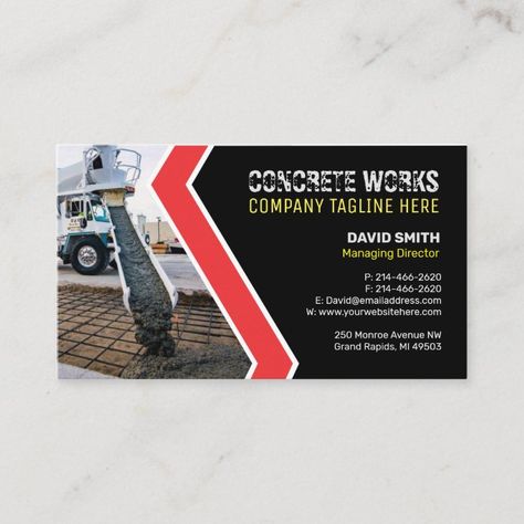 Construction Business Cards Ideas, Business Cards Ideas, Construction Business Cards, Company Business Cards, Concrete Construction, Construction Business, Construction Company, Cement, Business Card