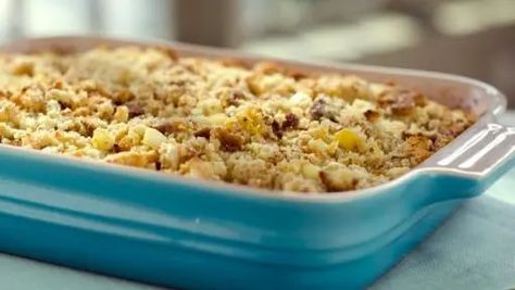 Grandma Lizzie's Cornbread Dressing Recipe | Trisha Yearwood | Food Network Trisha Yearwood Dressing, Trisha Yearwood Cornbread Dressing, Trisha Yearwood Cornbread, Cornbread Dressing Recipe, Buttermilk Cornbread, Dressing Recipes Cornbread, Toast In The Oven, Trisha Yearwood, Cornbread Dressing