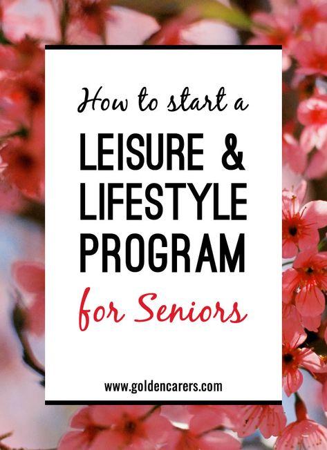 Starting a Leisure and Lifestyle Program for residents in nursing homes and long term care requires creative thinking and enthusiasm. Your main point of reference will be the assessment of your clients. Assisted Living Activities, Recreational Therapy, Senior Living Activities, Nursing Home Activities, Therapeutic Recreation, Recreation Therapy, Elderly Activities, Activity Director, Main Point