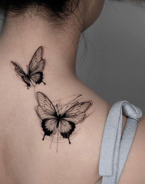 Butterfly Neck Tattoo, Butterfly Name Tattoo, Simple Butterfly Tattoo, Butterfly Hand Tattoo, Unique Butterfly Tattoos, Butterfly Tattoo On Shoulder, Butterfly Tattoo Meaning, Beauty Tattoo, Small Butterfly Tattoo