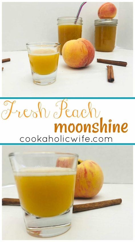 Fresh Peach Homemade Moonshine - Cookaholic Wife Peach Moonshine, Homemade Moonshine, Grain Alcohol, Pie Flavors, Moonshine Recipes, Peach Schnapps, Ball Jars, Few Ingredients, Pumpkin Spice