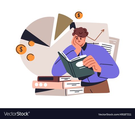 Accountant Illustration, Economics Illustration, Person Studying, Finance Literacy, Finance Illustration, Ilmu Ekonomi, Health Economics, Management Accounting, Vector Illustration Character