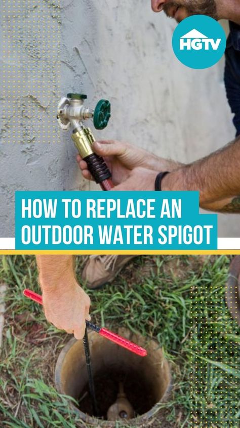 If your outdoor hose spigot is leaking from the spout, it’s time to replace it. Click the link to see how to knock out this project in no time at all using a few simple tools. Water Spigot Ideas Outdoor, Garden Hose Spigot, Water Spout, Water Hose, Garden Hose, Home Repair, Curb Appeal, Plates On Wall, Gardening Tips