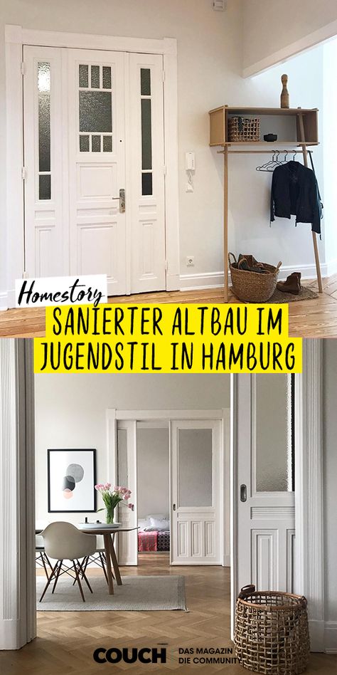 Willkommen im sanierten Altbau im Jugendstil von PippiLottaausHamburg. Schlicht, geradlinig und klar – hier ist der cleane Stil des Modern Scandinavian und Nordic Living zuhause. #skandinavisch #wohnen #homestory #einrichten #einrichtungsideen #COUCHstyle Nordic Living, Modern Scandinavian, Home Decor Decals, Pins, Home Decor, Design, Home Décor