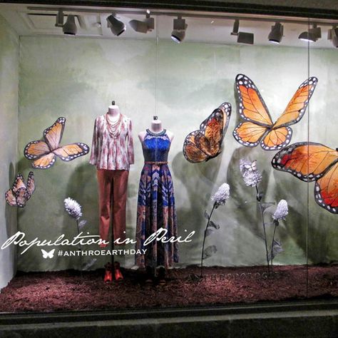 Every April, the windows of our stores become more than a showcase for artful installations—they become a platform for our Earth Day efforts, a means to raise awareness of causes near and dear to our hearts. This year is no different, as we pay tribute to the monarch butterfly, whose annual migration—one of nature’s greatest … Butterfly Window Display, Anthropologie Butterfly, Spring Window Display, Summer Window, Diy Photo Backdrop, Visual Merchandising Displays, Window Display Design, Spring Window, Retail Windows