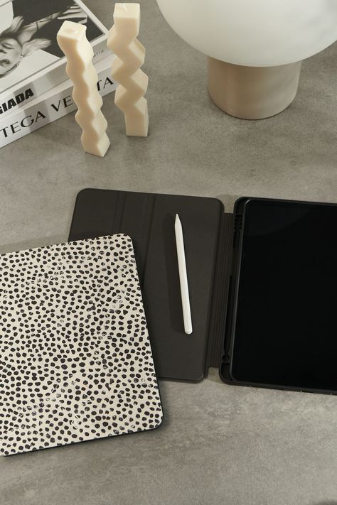 Cute cream color as a background for the unique pattern of asymmetrical black spots creates a real eye-catcher in our Almond Latte iPad Pro 12.9 (6th/5th Gen) folio case. The spotted pattern adds a touch of luxury to your iPad, while the case's hard-shell nature offers much-needed protection making it a popular choice between fashion lovers. Tablet Case Aesthetic, Samsung Tab Aesthetic, Aesthetic Pink Ipad, Samsung Tablet Aesthetic, Ipad Uses, Ipad Mini Aesthetic, Tab Aesthetic, Tablet Aesthetic, Almond Latte