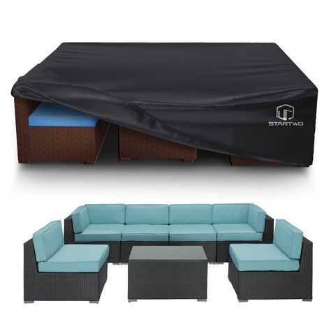 STARTWO 2 Years Lifespan Patio Furniture Covers Waterproof, Anti-UV Tear-Resistant 500D Heavy Duty 7-12 Seats Outdoor Furniture Cover for Sectional Sofa, Patio Table Cover, 110"x84"x28", Black Outdoor Table Covers, Sectional Covers, Waterproof Furniture, Waterproof Patio, Outdoor Sectional Furniture, Sectional Couch Cover, Outdoor Furniture Cover, Large Patio, Outdoor Furniture Set