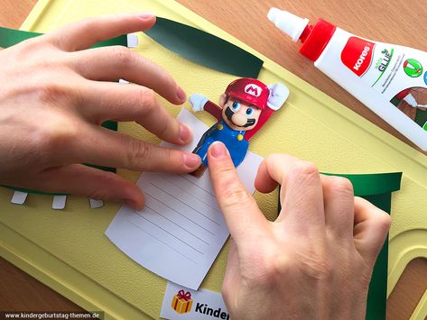 Super Mario Einladungskarten zum Ausdrucken: DIY Bastelidee Super Mario Party, Mario Birthday, Mario Bros., Childrens Birthday Party, Mario Party, Diy Invitations, Mario Bros, Bday Party, Super Mario