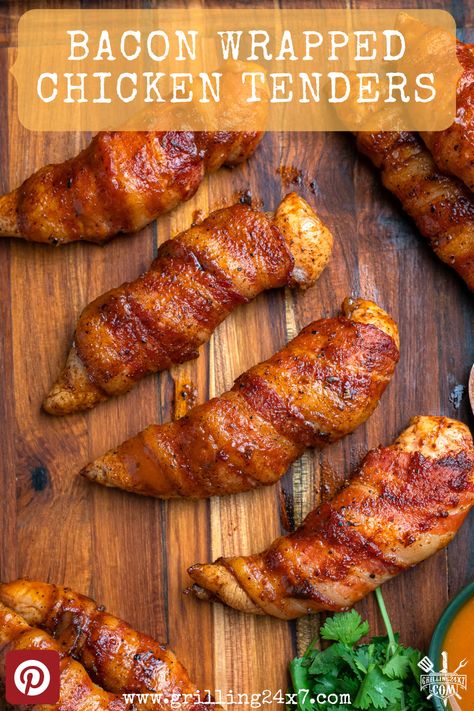 Smoked Chicken Tenderloins, Grill Bacon, Bbq Grilled Chicken Recipes, Bird Recipes, Best Chicken Dishes, Bacon Wrapped Chicken Tenders, Chicken Tenderloin, Chicken Tenderloin Recipes, Bacon On The Grill