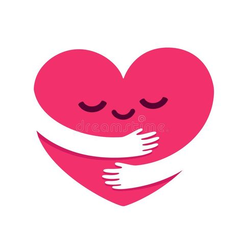 Love yourself heart hug. Love yourself, cute cartoon heart character hug. Kawaii #Sponsored , #Advertisement, #Ad, #heart, #character, #Kawaii, #hug Hugging Yourself Drawing, Hug Cartoon, Heart Character, Heart Hug, Hug Illustration, Single Needle Tattoo, Love You Cute, Cartoon Heart, Pottery Painting Designs