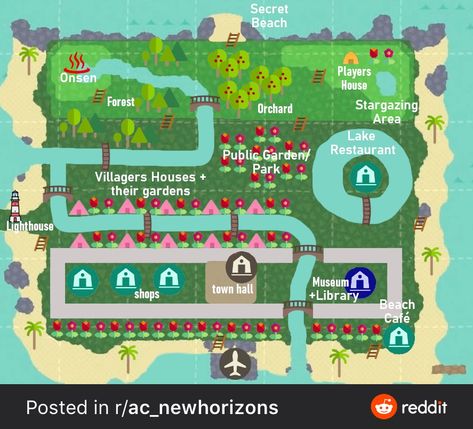 Achn Ideas, Island Layout, Map Layout, Ac New Leaf, Animal Crossing Guide, Animal Crossing Villagers, Island Map, New Animal Crossing, Secret Beach