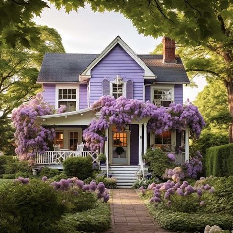 Purple House, Pastel House, Purple Home, Dream Cottage, Cute House, Dream House Exterior, Architectural Features, Pretty House, Cottage Homes