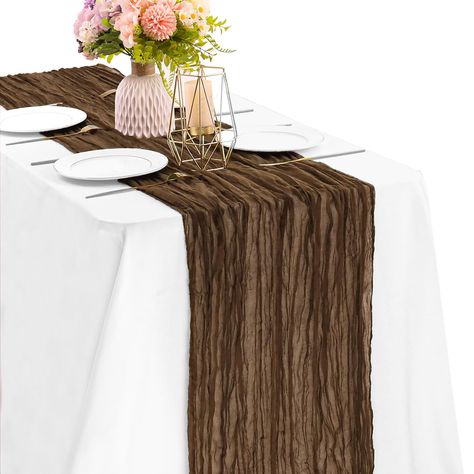 PRICES MAY VARY. 【Perfect Size】The size of each cheesecloth table runner is about 35 x 120 inches, which can perfectly dressed up most tables, such as rectangle tables, round tables or cocktail tables. They can also be used for wedding drapery, backdrop draping, ceiling draping, chair cover sashes, and gift wrapping. 【Reusable & Soft】 The romantic table runners is made of premium polyester with beautiful crinkling. Soft feeling, reusable, washable and fade resistant. These cheesecloth table runn Boho Table Decor, Table Transparente, Transparent Table, Wedding Drapery, Cheesecloth Table Runner, Birthday Party Table Decorations, Ceiling Draping, Table Scarf, Boho Table