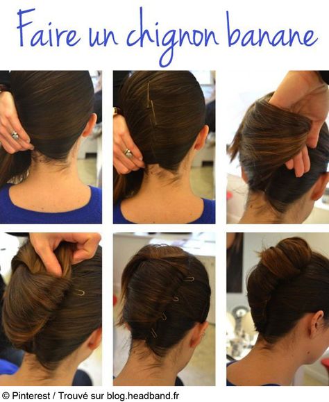 Chignon banane : avec ces tutos coiffure, apprenez comment faire un chignon banane... French Twist Updo, Evening Hairstyles, Chignon Hair, Hair Color Unique, Short Hair Bun, Hair Bun Tutorial, Peinados Recogidos, Short Hair Tutorial, Hair Designs