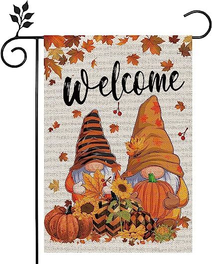 The fall garden flag is made of 100% high quality machine washable Polyester, it has exquisite workmanship and delicate lines. Two layers of burlap and double stitching panels to strengthen the durability. Rustic Thanksgiving Decorations, Fall Flags, Rustic Thanksgiving, Pumpkin Garden, Fall Garden Flag, Autumn Pumpkins, Garden Flag Stand, Fall Garden, Fall Outdoor Decor