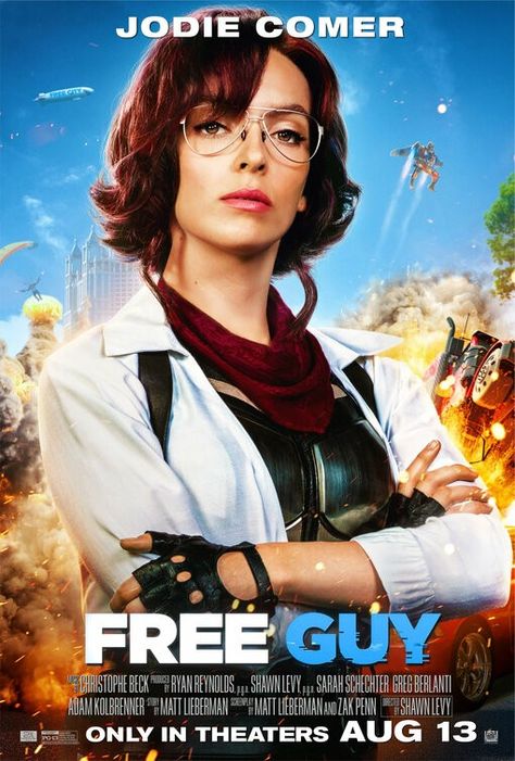 Movie Posters for the upcoming movie Free Guy #freeguy #movieposters #action #adventure #drama #comedy #ryanreynolds Free Guy Movie, Utkarsh Ambudkar, Free Guy, Greg Berlanti, Bank Teller, 20th Century Studios, Men Abs, Comedy Movie, Taika Waititi