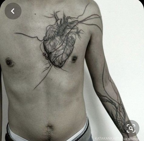 Veins Tattoo, Anatomical Tattoos, Tato Geometris, Anatomy Tattoo, Modern Art Tattoos, Tato Dada, Anatomical Heart Tattoo, Herz Tattoo, Vegan Tattoo