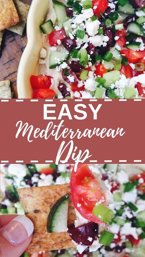 Easy Mediterranean Dip layered with seasoned cream cheese, hummus and all of the best Mediterranean flavors! #dip #easyrecipes #appetizers #dipideas #easy #delicious Layered Dips, Layered Salads, Mediterranean Dip, Cornbread Salad, Mediterranean Flavors, Mexican Cornbread, Mexican Appetizers, Mediterranean Lifestyle, Easy Dips