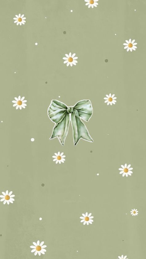 Green Daisy Wallpaper, Bow Wallpaper Iphone, Green Wallpapers, Girly Vibes, Color Backgrounds, Green Daisy, Bow Wallpaper, Daisy Wallpaper, Art Pics