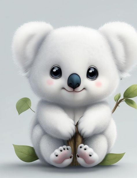 A white kawaii koala Cute Koala Wallpaper, Koala Aesthetic, Babysitter Ideas, Koala Wallpaper, Kawaii Koala, Happy Birthday Animals, Cute Koala Bear, Cute Bunny Cartoon, Baby Koala