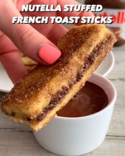 Nutella Stuffed French Toast Sticks, Stuffed French Toast Sticks, Nutella Stuffed French Toast, Nutella French Toast, John Luke, Stuffed French Toast, French Toast Sticks, Easy Baking Recipes Desserts, Tasty Baking