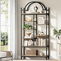 Arched Shelving Unit, Shelf Decor Ideas Bedroom, Arched Shelf, Arched Bookcase, Office Rustic, Tall Bookshelf, Tiered Display Shelves, Shelf For Living Room, Tall Bookshelves