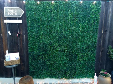 Fake grass squares from the $.99 Only store make a great/inexpensive photo backdrop!  Make a sign and hang an old digital camera and maybe a mini video camera so guests can leave you a video message. Upload all photos/videos to a Facebook page created in advance. Artificial Grass Wall, Grass Backdrops, Artificial Green Wall, Diy Photo Backdrop, Mini Video, Grass Wall, Green Wall Decor, Fake Grass, Video Message