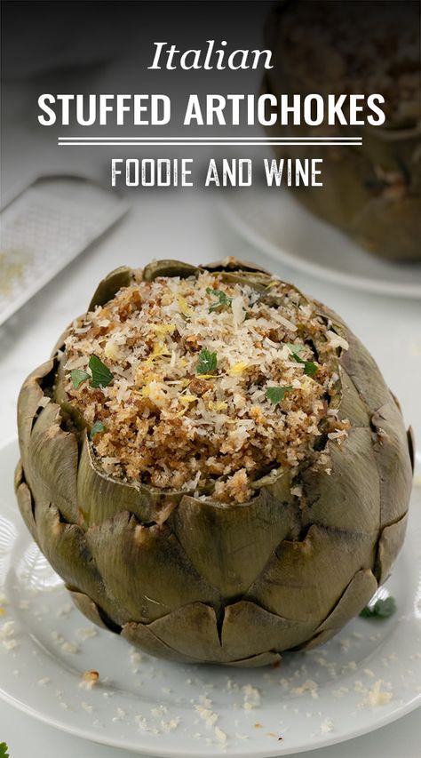 Air Fryer Artichokes, Best Stuffed Artichoke Recipe, Italian Stuffed Artichokes Recipes, Breaded Artichoke Hearts, Stuffed Artichokes Italian Bread Crumbs, Italian Artichoke Recipes, Stuffed Artichokes Italian, Stuffed Artichoke Recipes, Air Fryer Artichoke