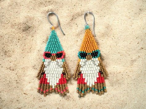 Beach Gnomes Seed Bead Fringe Earring Pattern - Etsy Fringe Earring Pattern, Beach Gnomes, Fringe Earring, Bead Fringe, Beaded Jewelry Patterns, Beaded Fringe, Earring Patterns, Fringe Earrings, Jewelry Patterns