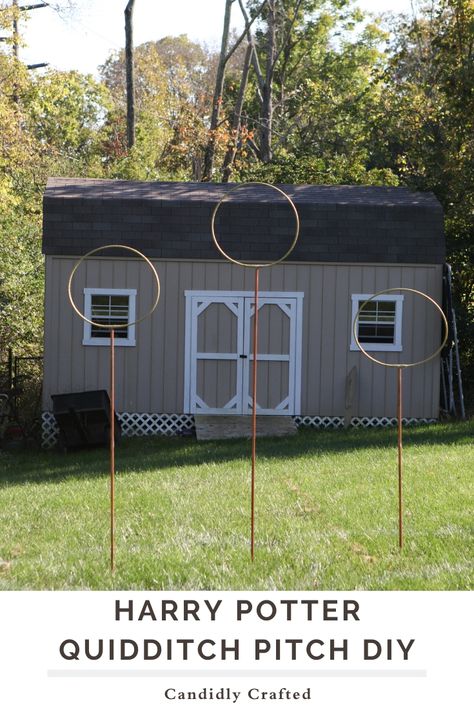 Diy Quidditch Viewing Stands, Quidditch Pitch Diy, Diy Quidditch Goals, Quidditch Diy, Diy Quidditch, Quidditch Field, Quidditch Pitch, Harry Potter Halloween Party, Birthday 2023