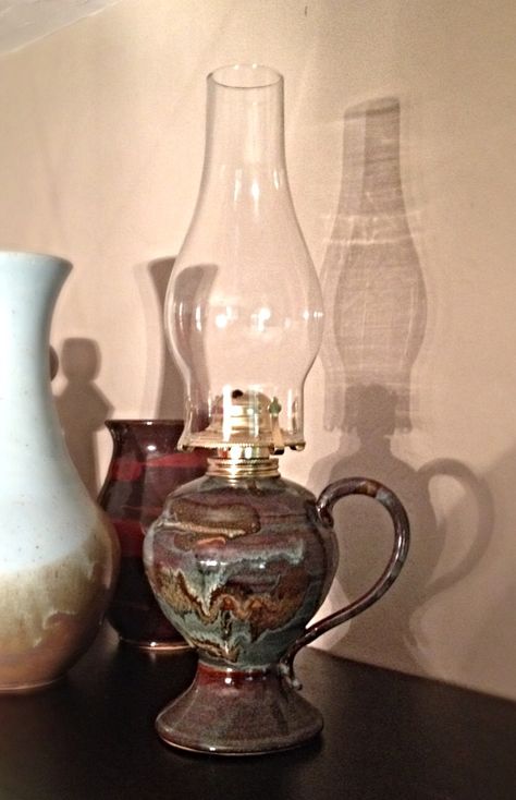 Gorgeous oil lamp pottery. Hand made, wheel thrown by master potter Jack Vartanian Oil Lamp Ceramic Pottery, Ceramic Oil Lamp, Pottery Luminaries, Lamp Pottery, Lamp Ceramic, Pottery Design, Open Range, Oil Lantern, Owl Wall Art